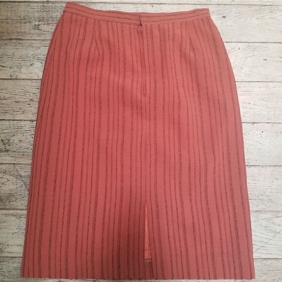 Vintage Orange With Black Stripes Midi Skirt 10 - Picture 2 of 4
